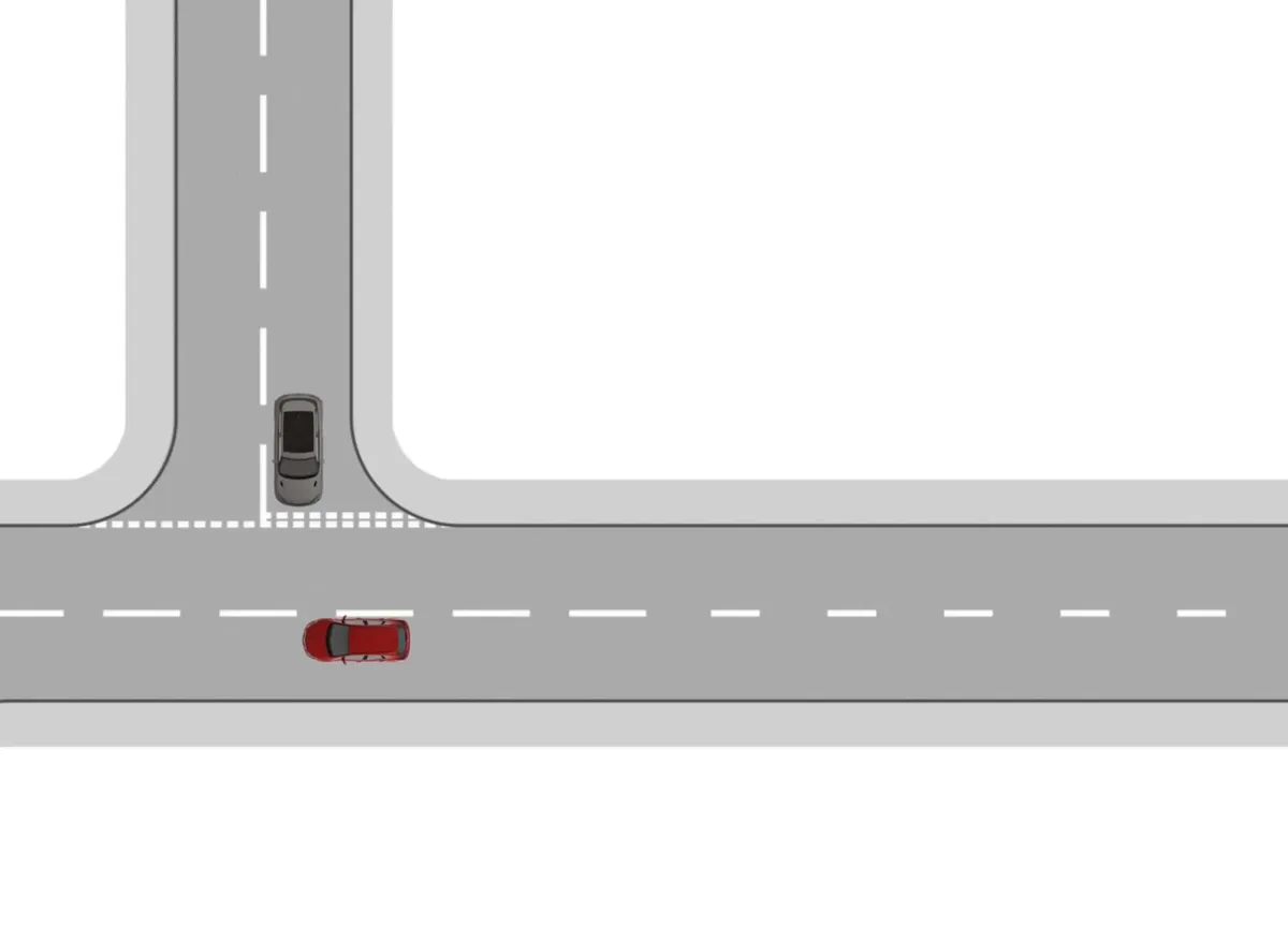 Turning left at a junction