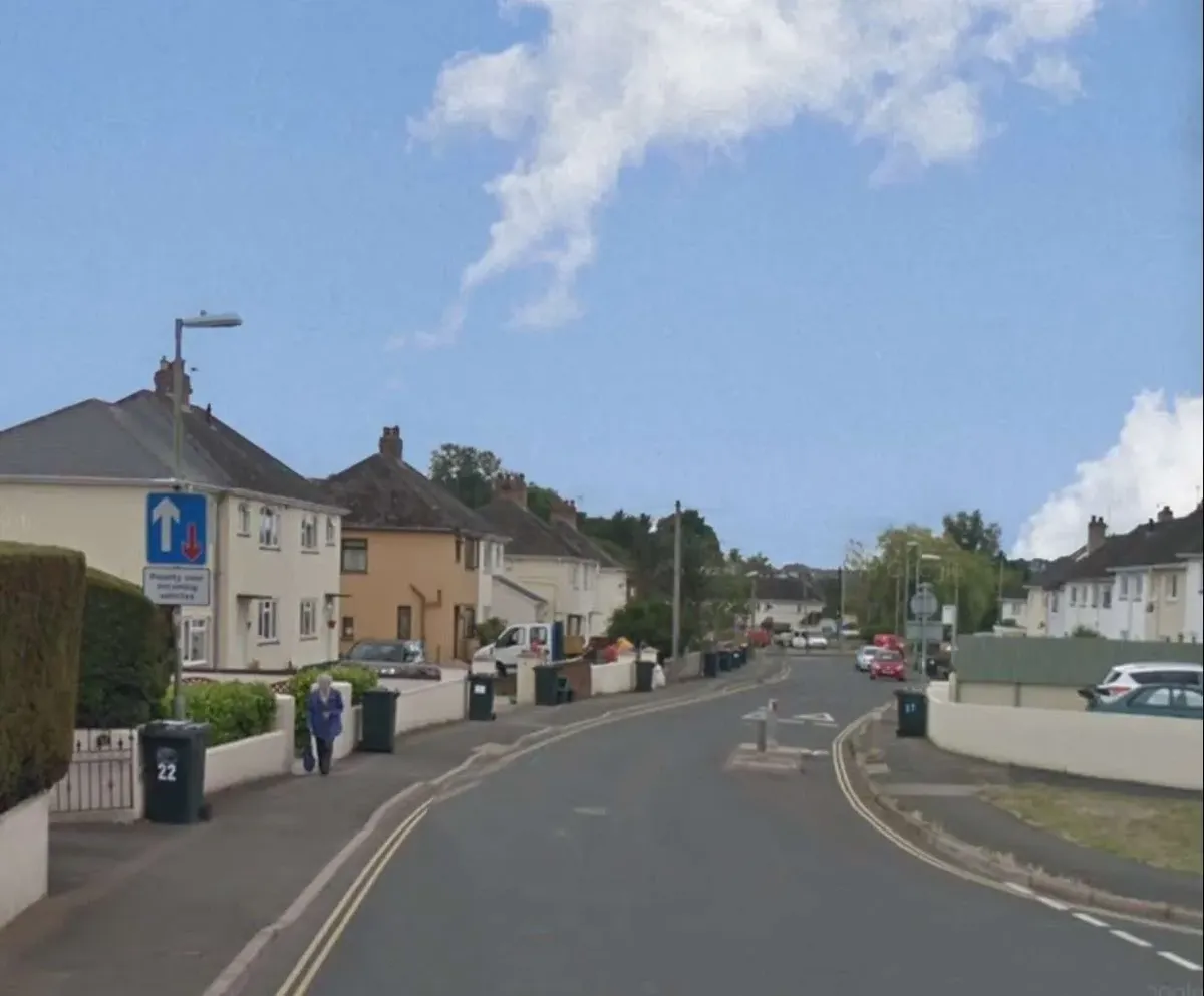Traffic calming build-out creating a meeting traffic situation