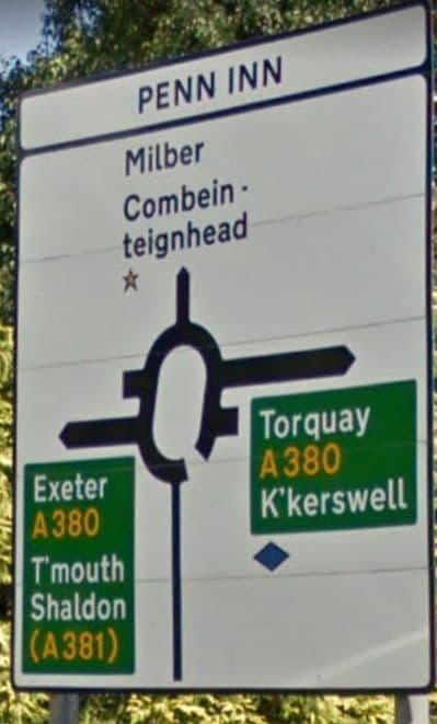 Penn Inn roundabout lanes and markings