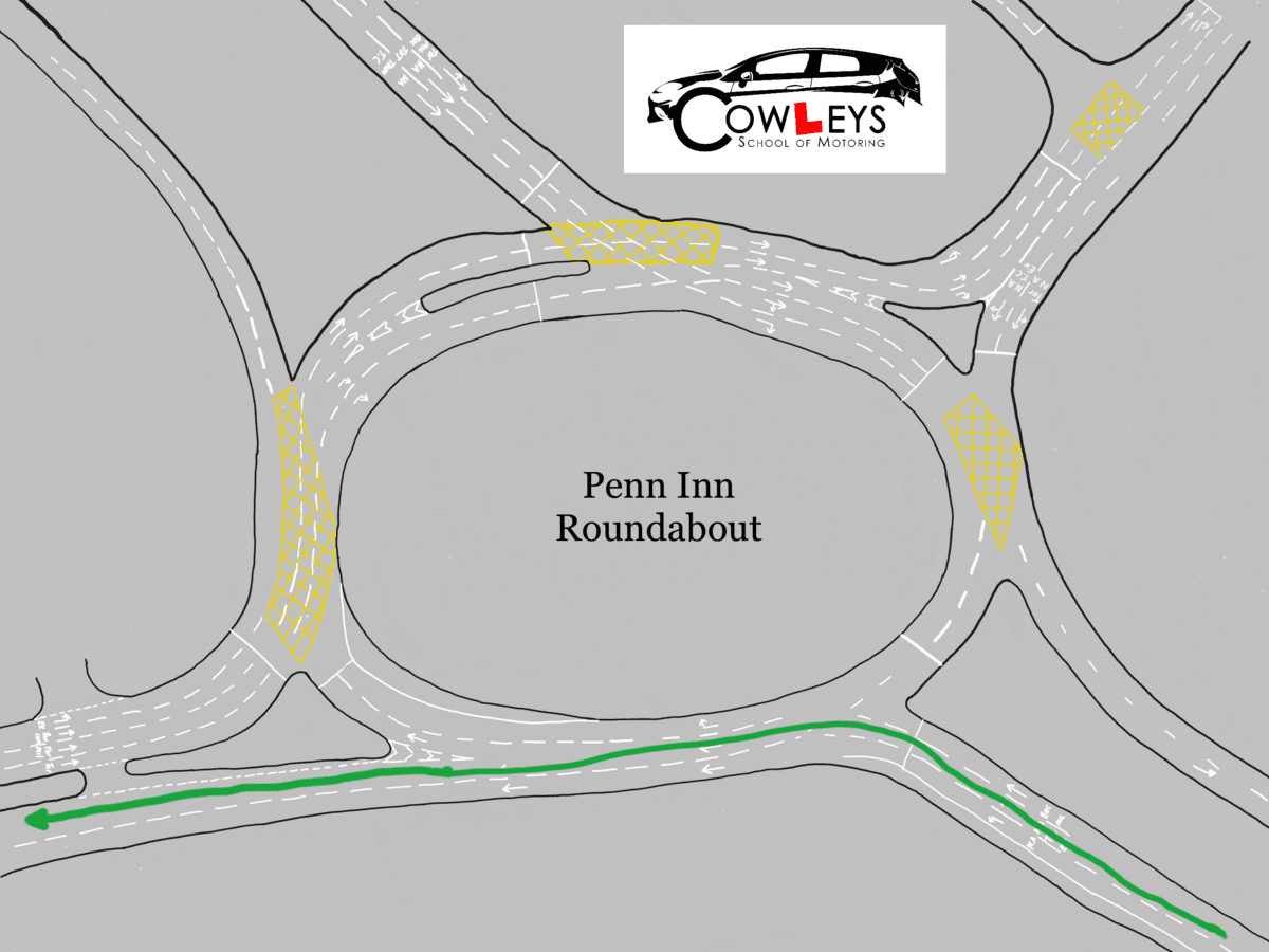 Penn Inn roundabout route map: Torquay → Newton Abbot test centre