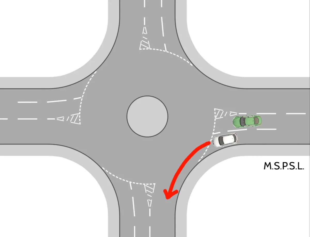 “At the roundabout, turn left — first exit”