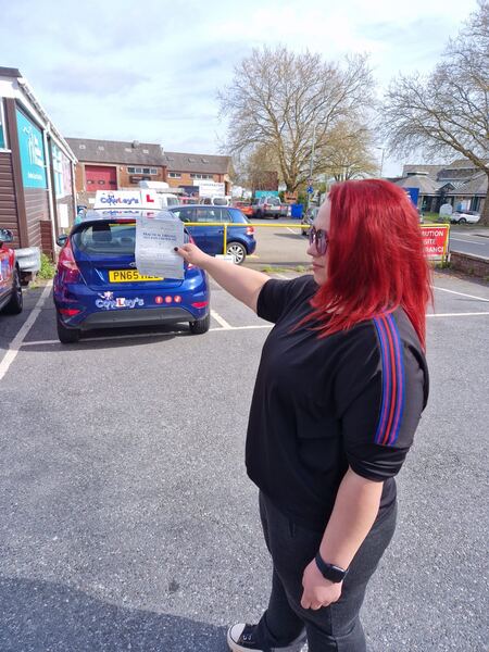 A Cowley's pupil celebrating passing their driving test