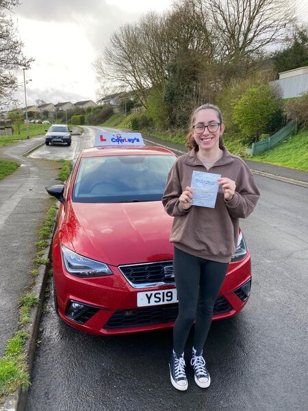 A Cowley's pupil celebrating passing their driving test