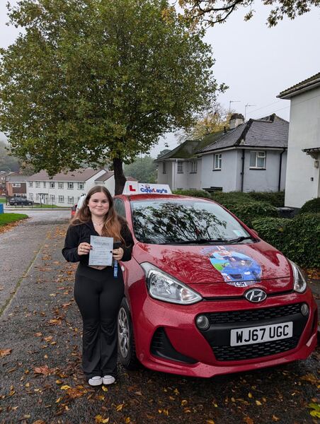 A Cowley's pupil celebrating passing their driving test