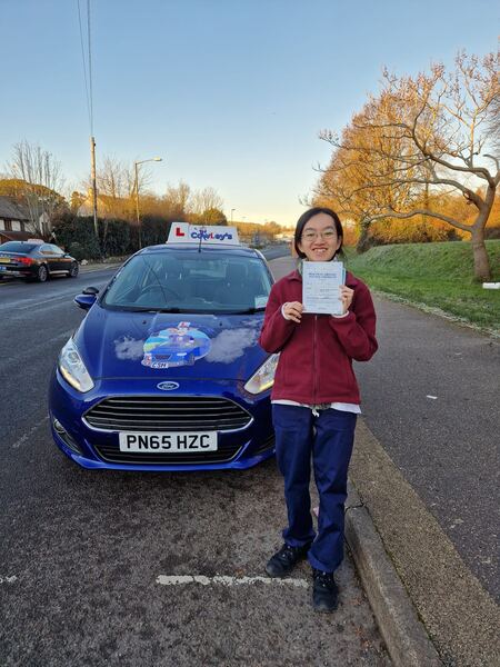 A Cowley's pupil celebrating passing their driving test