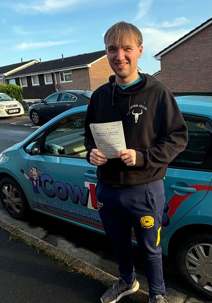 A Cowley's pupil celebrating passing their driving test